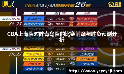 CBA上海队对阵青岛队的比赛前瞻与胜负预测分析